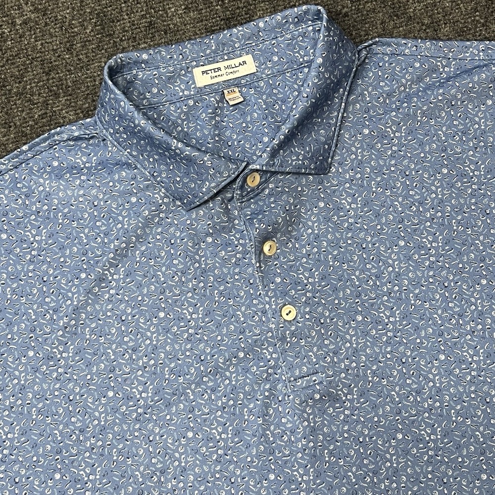 Peter Millar "Champagne & Caviar" Performance Polo Evening Tide - XXL - Golf